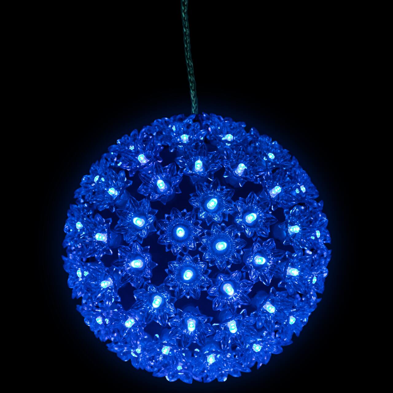 LED Lighted Hanging Starlight Sphere Outdoor Christmas Decoration- 7.5" - Blue Lights